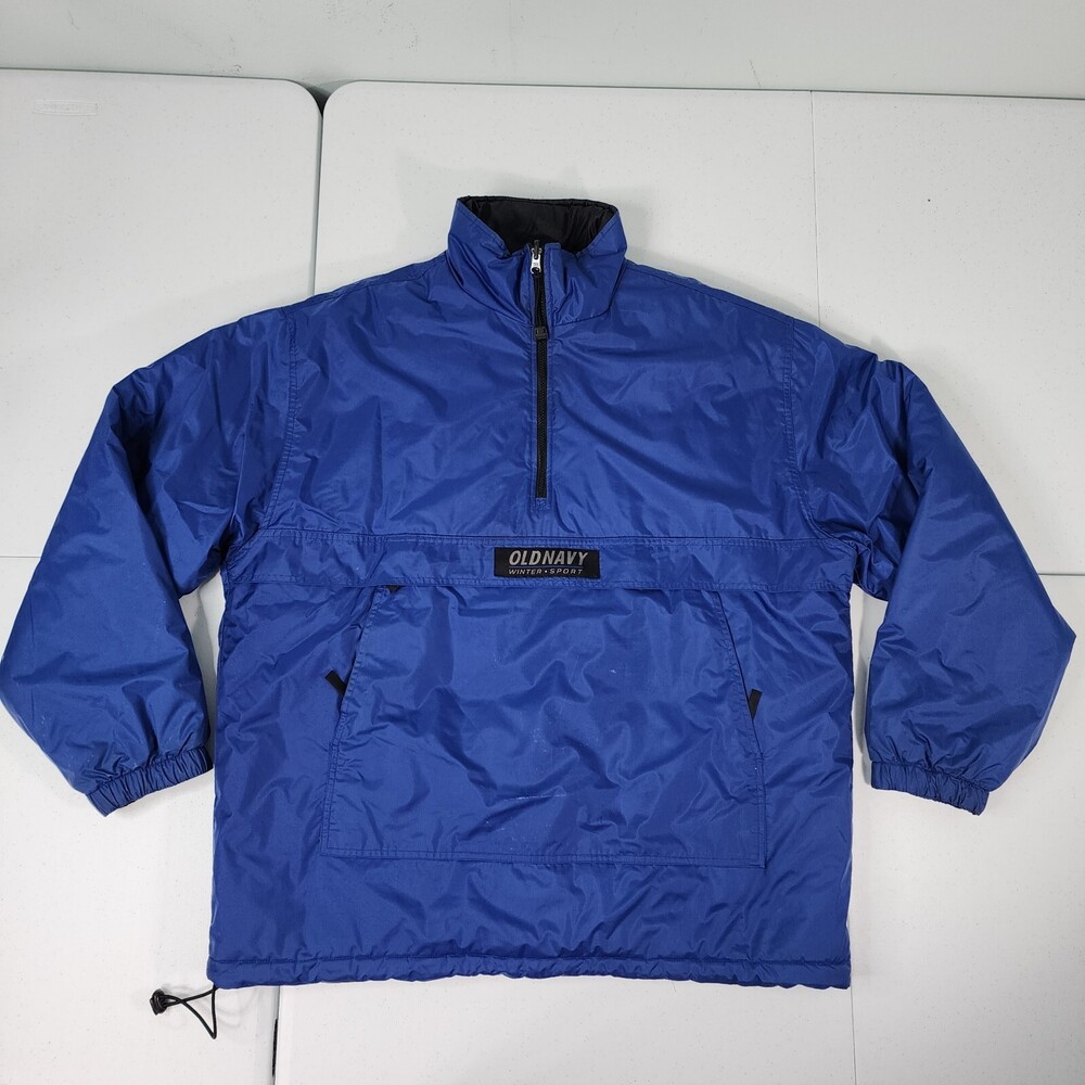 Vtg 90's Old Navy Sport Reversible Pullover Anorak/Quilted Puffer Men XL Jacket